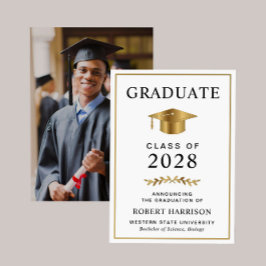 Elegantes Foto Gold Grad Cap Uni-Abschluss Ankündigung