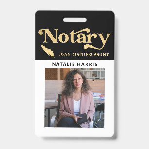 Elegantes Foto Gold Notary Loan Agent Abzeichen Ausweis