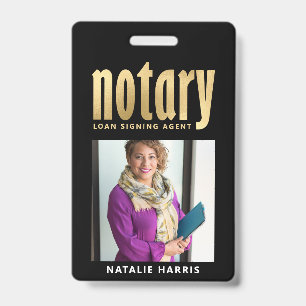 Elegantes Foto Gold Notary Loan Agent Abzeichen Ausweis