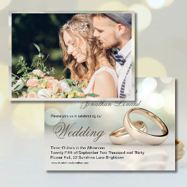 Elegantes Foto Gold Rings Stilvolle Hochzeit Einladung