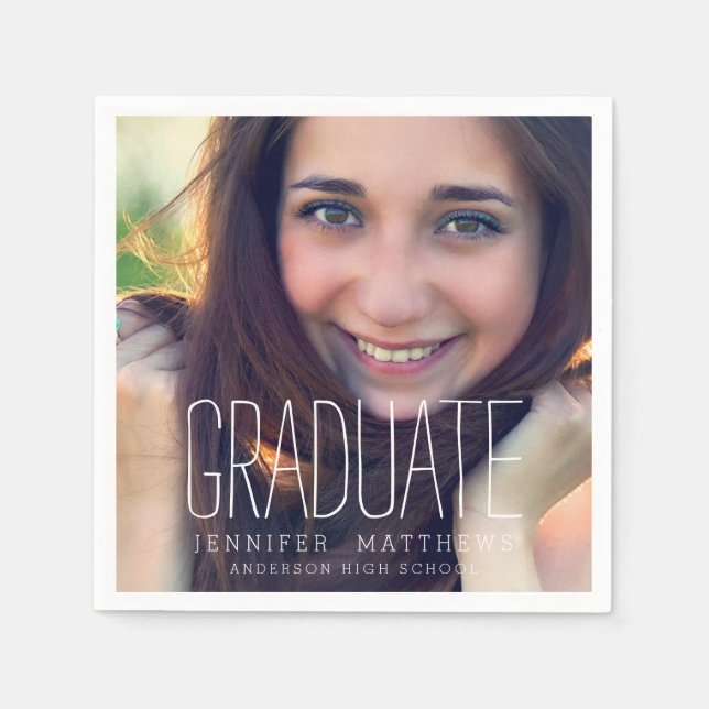 Elegantes Foto Graduation Party Paper Napkins Serviette (Vorderseite)