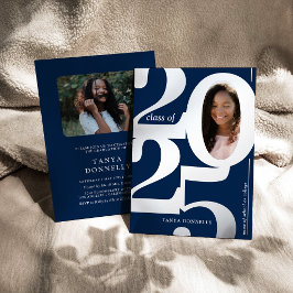 Elegantes Foto Graduation Party Silver Folieneinladung