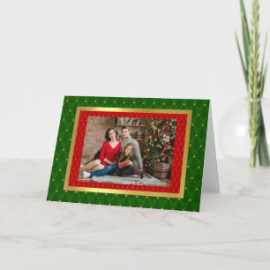 Elegantes Foto Grün und Gold Tree Weihnachtskarte Karte