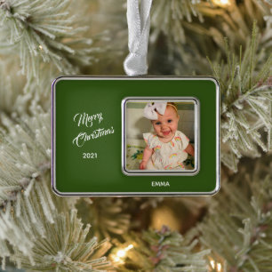Elegantes Foto Grüner Hintergrund Gerahmte Ornamen Rahmen-Ornament Silber