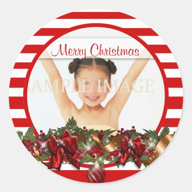 Elegantes Foto Gruß PERSONALIZE Runder Aufkleber (Vorderseite)