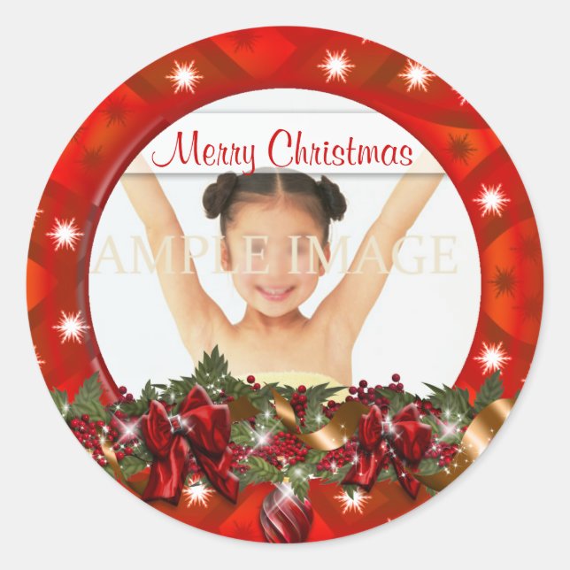 Elegantes Foto Gruß PERSONALIZE Runder Aufkleber (Vorderseite)