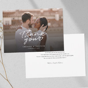 Elegantes Foto handgemachte Hochzeit Dankeskarte