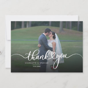 Elegantes Foto handgeschriebene Hochzeit Dankeskarte