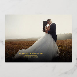 Elegantes Foto handgeschriebene Hochzeit Vielen Da Folieneinladung