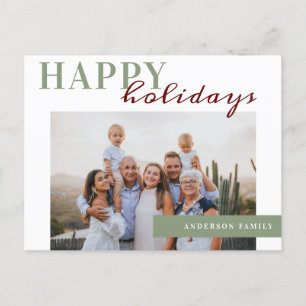 Elegantes Foto Happy Holidays Family Postkarte