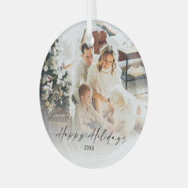 Elegantes Foto Happy Holidays Weihnachtsbaumglas Ornament Aus Glas