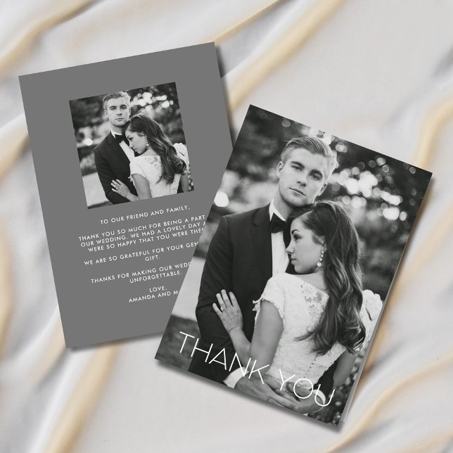 Elegantes Foto Hochzeit Dankeschön-Karte Dankeskarte (Elegant Photo Wedding Thank You Card)