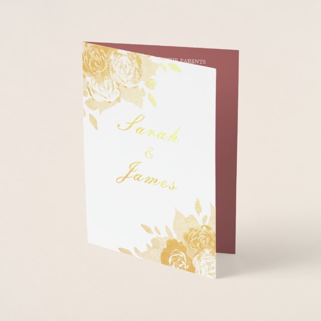 Elegantes Foto Hochzeit Einladung Foil Card (Vorderseite)