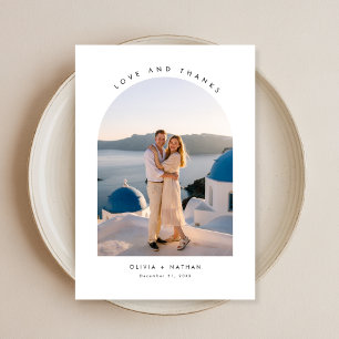 Elegantes Foto Hochzeit in Urlaubsort Danke Karte