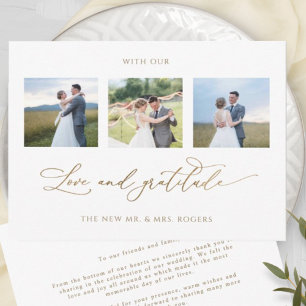 Elegantes Foto Hochzeit mit Liebe und Dankbarkeit Dankeskarte