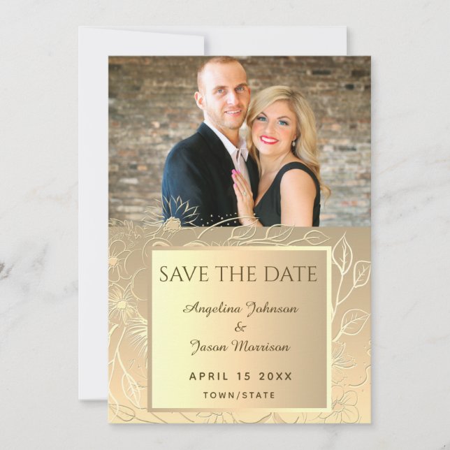 Elegantes Foto Hochzeit Save The Date (Vorderseite)