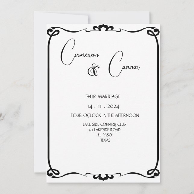Elegantes Foto Hochzeit Save The Date (Rückseite)
