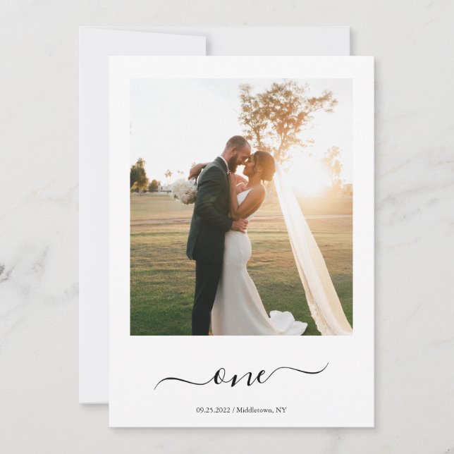 Elegantes Foto Hochzeit Tischnummer (Vorderseite)