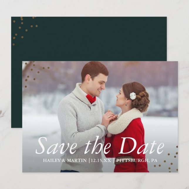 Elegantes Foto Hochzeiten speichern das Datum Save The Date (Vorne/Hinten)
