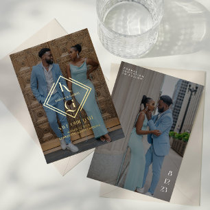 Elegantes Foto-Hochzeits-Logo 'Save The Date' Folieneinladung