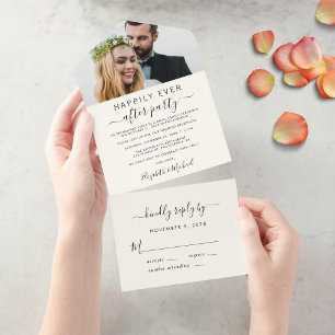 Elegantes Foto Hochzeitsempfang All In One Einladung