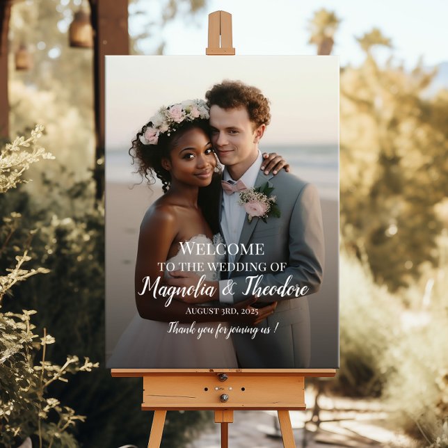 Elegantes Foto Hochzeitsempfang Zeichen moderne Sc Poster (Von Creator hochgeladen)