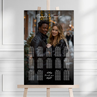 Elegantes Foto Hochzeitskarte 14 Tische Poster