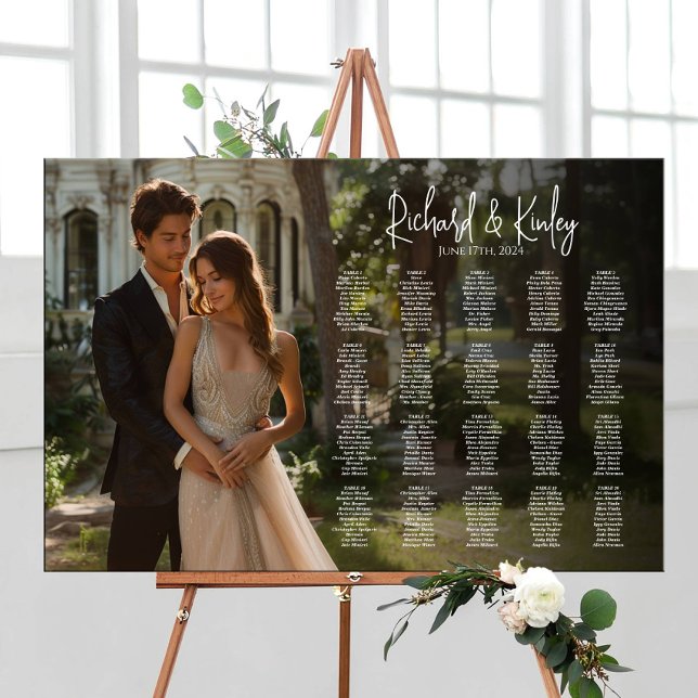 Elegantes Foto Hochzeitskarte 20 Tische Poster (Von Creator hochgeladen)