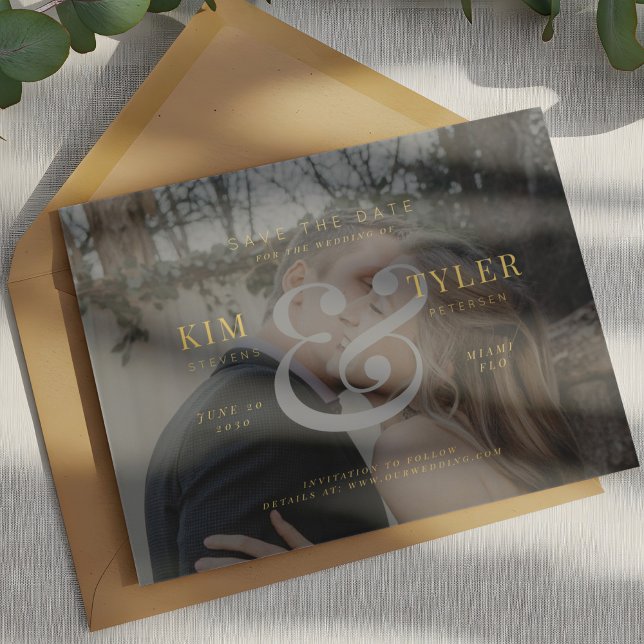 Elegantes Foto Imitate Vellum Moderne Hochzeit Save The Date (Von Creator hochgeladen)