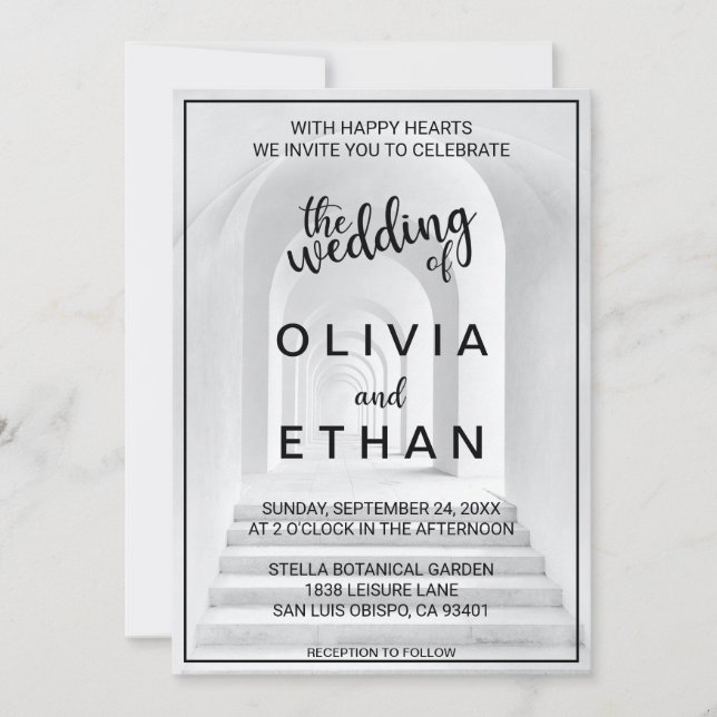 Elegantes Foto in Schwarz und Weiß Einladung (Vorderseite)