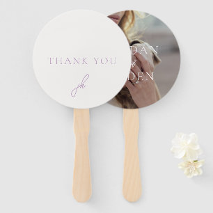 Elegantes Foto Lila Schrift Monogramm Hochzeit Fächer