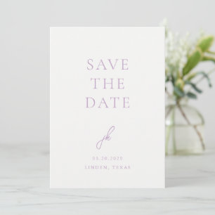 Elegantes Foto Lilac Script Monogram Wedding Save The Date