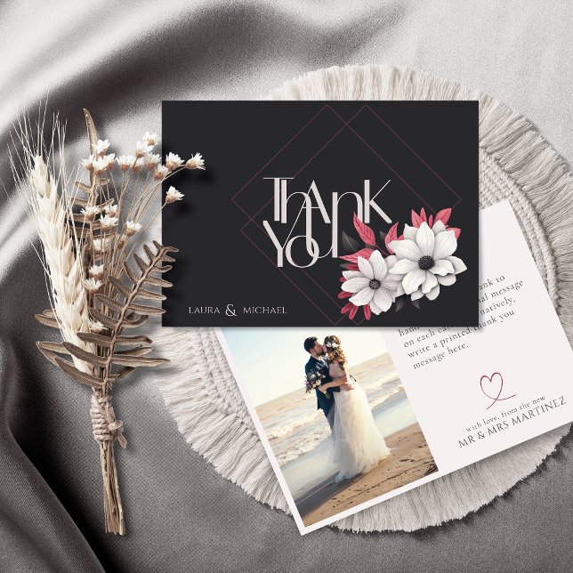 Elegantes Foto Magenta Flat Danke Karte (Von Creator hochgeladen)