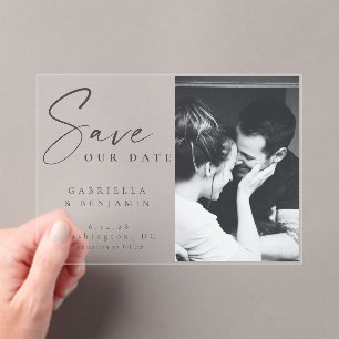 Elegantes Foto Minimalistisch Wedding Save the Dat Acryleinladungen