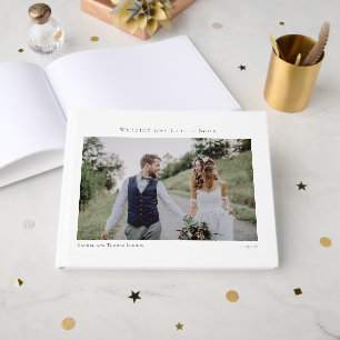 Elegantes Foto Minimalistische Skripthochzeit Gästebuch