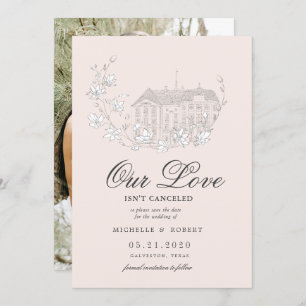 elegantes Foto mit Blumenbezug Save the Date Einladung