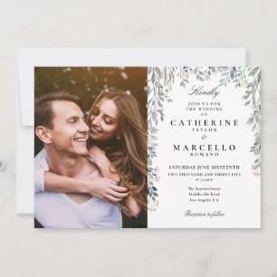 Elegantes Foto mit floralen Wildblumen Einladung