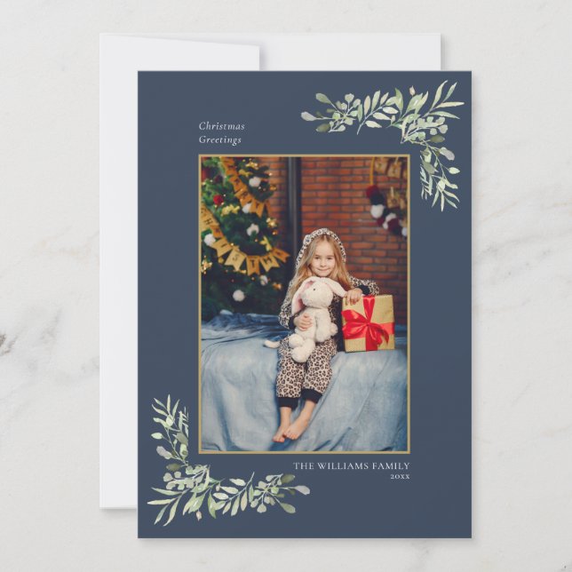 Elegantes Foto mit goldener Geometrie Feiertagskarte (Vorderseite)