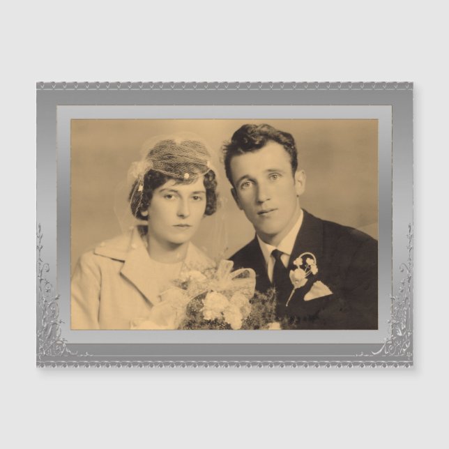 Elegantes Foto mit silberfarbenem Rahmen Magnetkarte (Vorderseite)