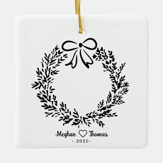 Elegantes Foto mit verheirateter Liebe Keramikornament (Vorderseite)