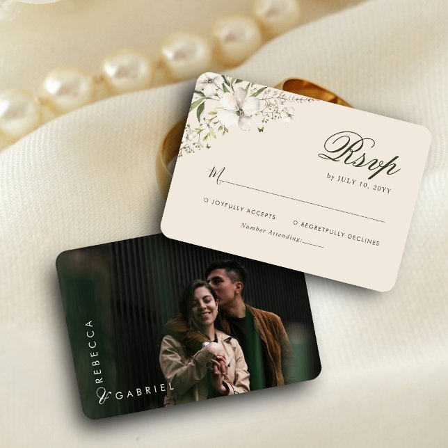 Elegantes Foto mit Wasserfarben RSVP Karte (Von Creator hochgeladen)