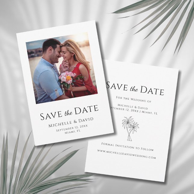 Elegantes Foto Moderne Boho Hochzeit in Urlaubsort Save The Date (Von Creator hochgeladen)