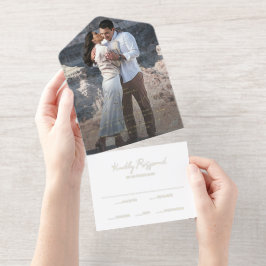 Elegantes Foto Moderne Hochzeit All-in-One-Einladung
