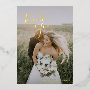 Elegantes Foto Moderne Hochzeit Vielen Dank Folieneinladung