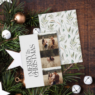 Elegantes Foto moderne minimale Multi-Foto botanis Feiertagskarte