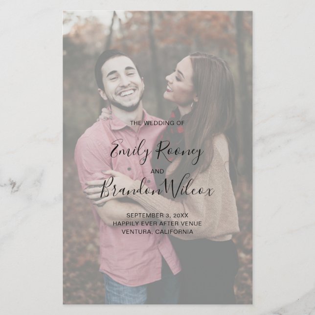 Elegantes Foto Modernes Hochzeitsprogramm (Vorderseite)