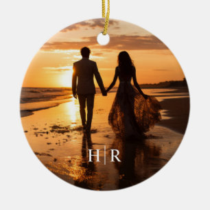 Elegantes Foto-Monogramm Keramik Ornament