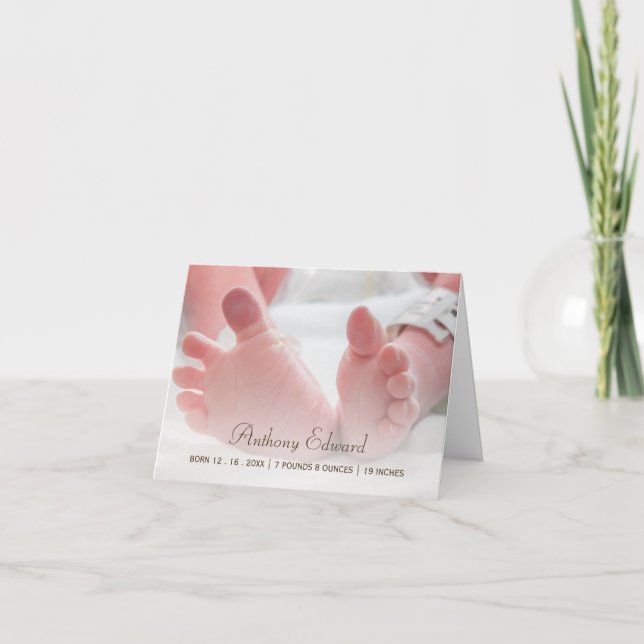 Elegantes Foto-neugeborene Ankündigung (Vorderseite)