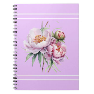 Elegantes Foto-Notebook mit Peony Spiral - Lilac Notizblock