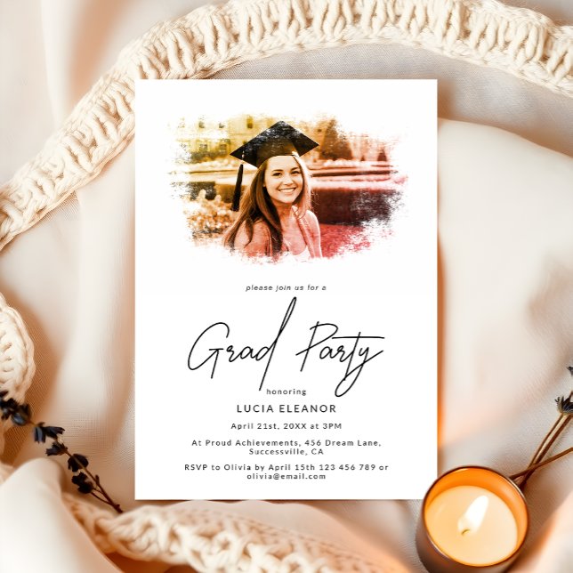 Elegantes Foto Overlay Script Grad Party Einladung (Von Creator hochgeladen)